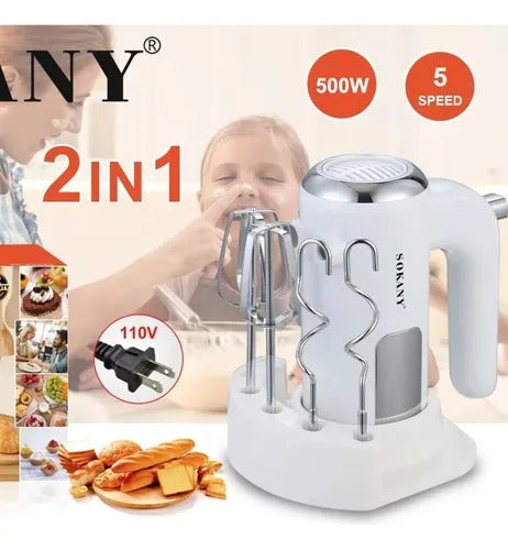 Batidora Eléctrica Sokany TurboMix 2 en 1 – 500W