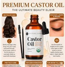 Aceite de Castor Oil Orgánico Premium – 100% Puro, Prensado en Frío para Cabello, Pestañas, Cejas y Piel, Estreñimiento