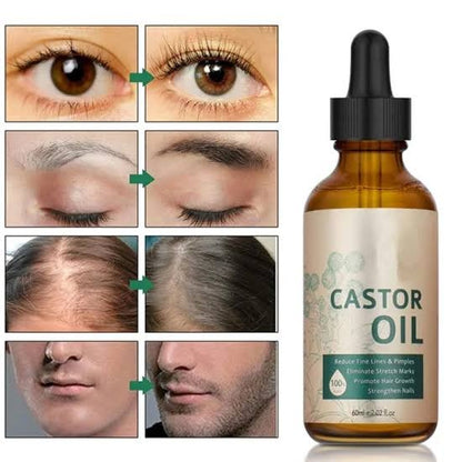 Aceite de Castor Oil Orgánico Premium – 100% Puro, Prensado en Frío para Cabello, Pestañas, Cejas y Piel, Estreñimiento