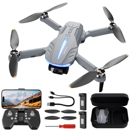 Dron con cámara 4K para adultos - B16 GPS de menos de 8.82 oz, motor sin escobillas, cuadricóptero RC ligero y plegable