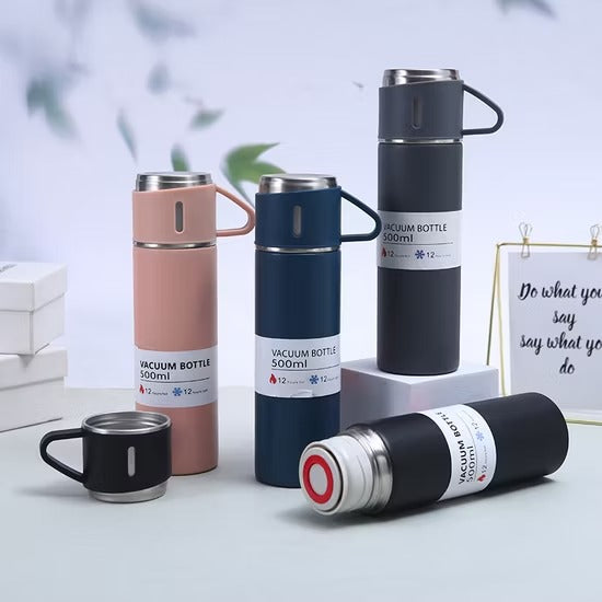 BOTELLA TERMICA CON 2 TAZAS DE CAFE (24 UND X CAJA)